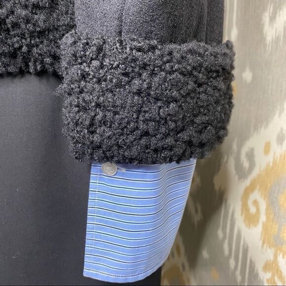 Ralph Lauren Black Wool Flannel Lamb Fur Trimmed Passementerie Military Jacket - Picture 13 of 17